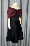 Black Elegant Solid Color Bow Decor Off Shoulder A Line Dresses