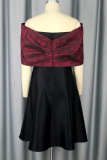 Black Elegant Solid Color Bow Decor Off Shoulder A Line Dresses