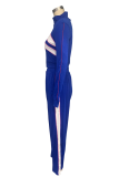 Orange Casual Sportswear Zipper Contrast Zipper Collar Long Sleeve Two Pieces