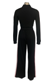 Orange Casual Sportswear Zipper Contrast Zipper Collar Long Sleeve Two Pieces