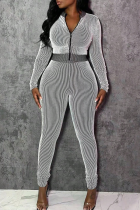Black Casual Solid Color Zipper Zipper Collar Long Sleeve Two Pieces