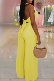 Black Casual Solid Color Buckle Halter Sleeveless Two Pieces