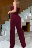 Black Sexy Solid Color Hollow Out Zipper Strapless Sleeveless Two Pieces