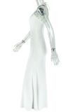 White Sexy Solid Color Hollow Out Backless Halter Long Dresses