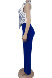 Black Elegant Stripe Patchwork Turndown Collar Sleeveless Two Pieces