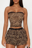 Leopard Print Sexy Leopard Print Lace Strapless Two Pieces