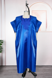 Purple Casual Solid Color Patchwork Square Neck Long Dresses