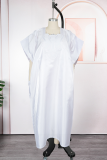 Purple Casual Solid Color Patchwork Square Neck Long Dresses
