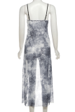 Grey Sexy Print Strap Design Spaghetti Strap Tops