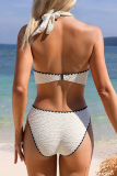 White Sexy Solid Color Patchwork Swimwears
