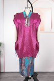 Coffee Draw String V Neck Plus Size Two Pieces