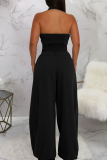 Army Green Casual Solid Color Buckle Turndown Collar Loose Jumpsuits