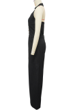 Army Green Casual Solid Color Buckle Turndown Collar Loose Jumpsuits
