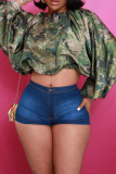 Camouflage Casual Solid Color Zipper O Neck Outerwear