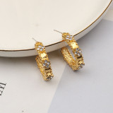 Gold Daily Rhinestone Decor Earrings