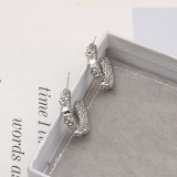 Gold Daily Rhinestone Decor Earrings