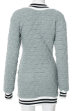 Grey Casual Stripe Deep V Neck Wrapped Skirt Dresses