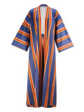 Orange Casual Stripe Patchwork Cardigan Collar Long Sleeve Two Pieces