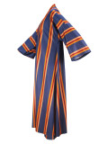 Orange Casual Stripe Patchwork Cardigan Collar Long Sleeve Two Pieces