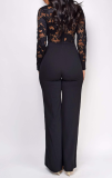White Casual Solid Color Lace With Belt V Neck Regular Jumpsuits