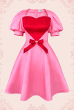 Pink Elegant Heart Shaped Contrast A Line Dresses