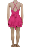 Yellow Sexy Solid Color Patchwork Spaghetti Strap Sling Dresses