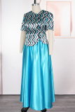Yellow Elegant Stripe Contrast Oblique Collar Plus Size Two Pieces