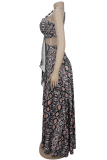 Snake Print Sexy Snakeskin Print Hollow Out Spaghetti Strap Long Dresses