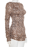 Leopard Print Sexy Leopard Print O Neck Skinny Rompers