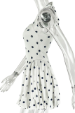 White Sexy Polka Dot Backless Halter A Line Dresses