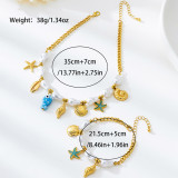 Multicolor Simple Vacation Style Metal Necklace And Bracelet Jewelry Set