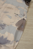 Apricot Casual Print Draw String Loose Conventional Full Print Bottoms