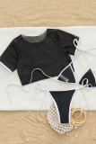 Black Sexy Solid Color Strap Design 3 Piece Sets