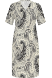 Black Apricot Casual Print Pocket V Neck Long Plus Size Dresses