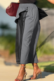 Black Casual Solid Color Mesh Loose Wide Leg Patchwork Bottoms