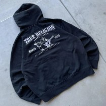 Black Casual Print Zipper Hooded Outerwear