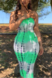 Purple Sexy Gradient Print Off Shoulder Dress