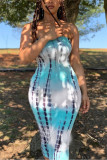 Purple Sexy Gradient Print Off Shoulder Dress
