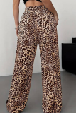 Leopard Print Casual Leopard Print Patchwork Loose Conventional Patchwork Bottoms