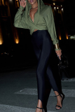 Green Sexy Solid Color Patchwork Hooded Tops