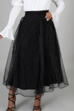 Black Casual Polka Dot Mesh Loose Speaker Patchwork Bottoms