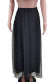 Black Casual Polka Dot Mesh Loose Speaker Patchwork Bottoms