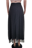Black Casual Polka Dot Mesh Loose Speaker Patchwork Bottoms
