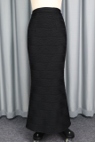 Black Elegant Solid Color Zipper Boot Cut Patchwork Bottoms