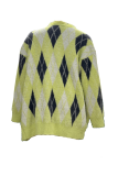Green Casual Plaid Fringed Trim V Neck Outerwear