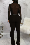 Burgundy Casual Solid Color See-Through With Belt Shirt Collar Bodycon Jumpsuits