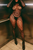 Black Sexy Leopard Print See-Through Lingerie