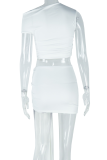 Black Sexy Solid Color Oblique Collar Sleeveless Two Pieces