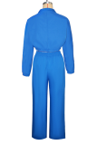 Blue Casual Contrast Zipper Collar Long Sleeve Two Pieces