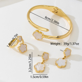 White Five Leaf Clover Metal Jewelry Set Versatile